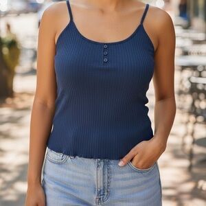 American Eagle Outfitters Blue Ribbed Camisole XS